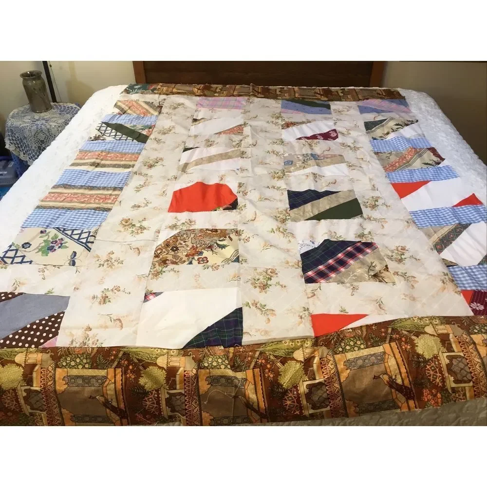 Handmade Quilt Top‎ Patchwork Block Pattern Multi color cotton polyester 82x60